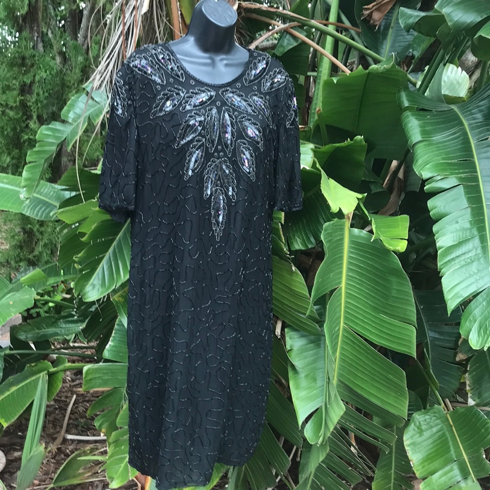 Vintage pure silk beaded and sequin dress